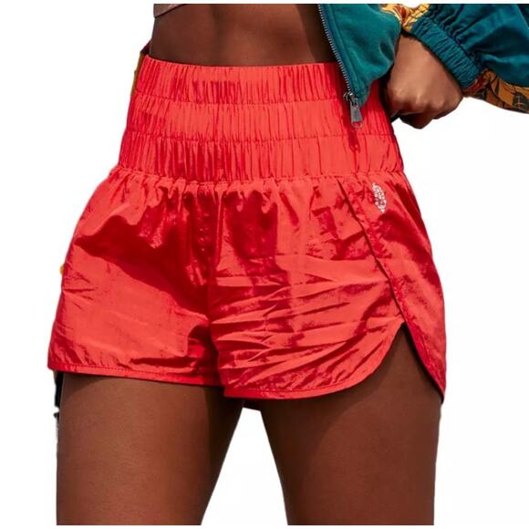Free People The Way Home Running Shorts Active Sporty Gym Coral Red Size M NWOT - Picture 10 of 10
